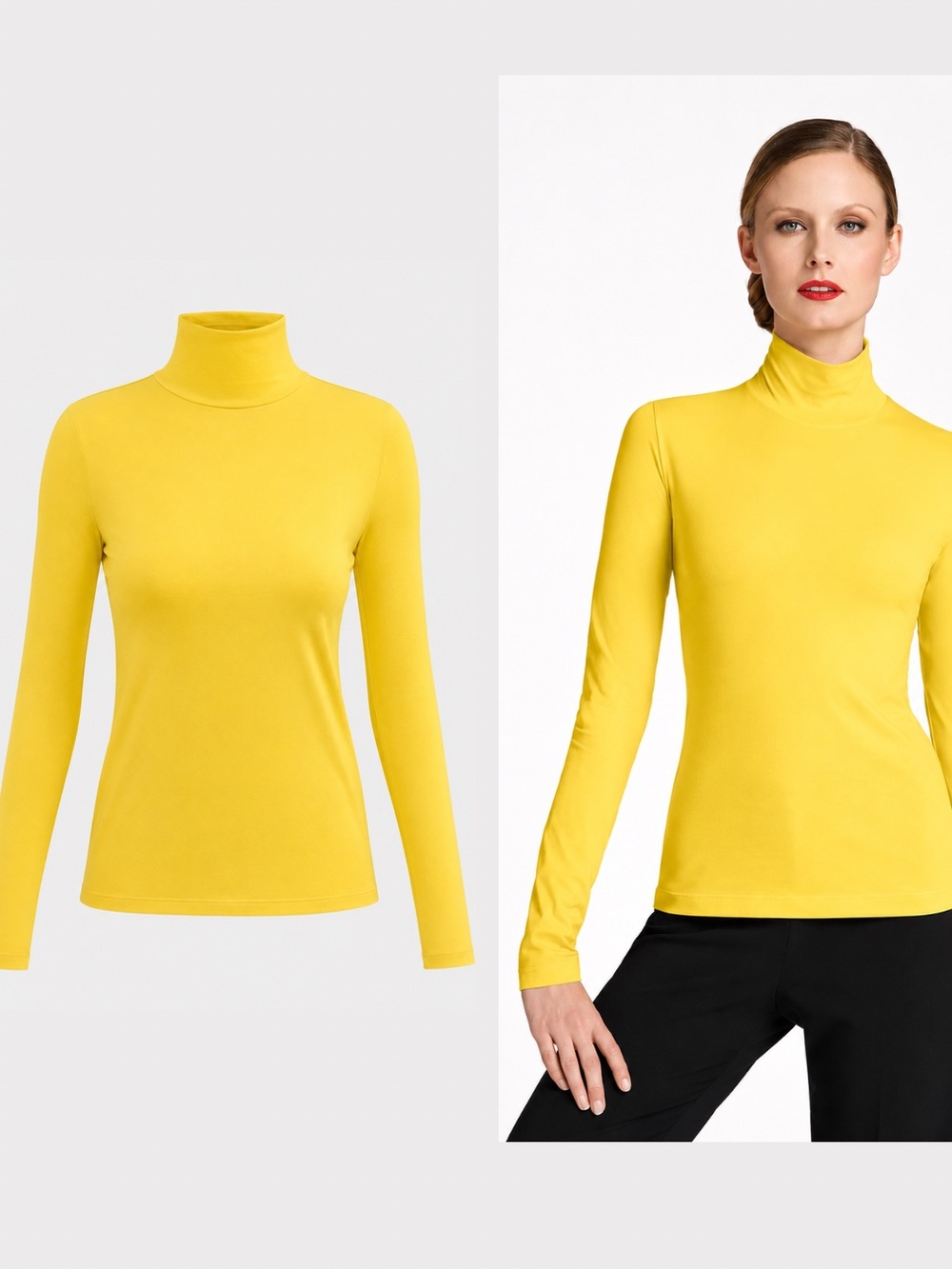 St. John Sport Yellow Turtleneck Top Stretch Minimalist Med NWT Elevated Basics
